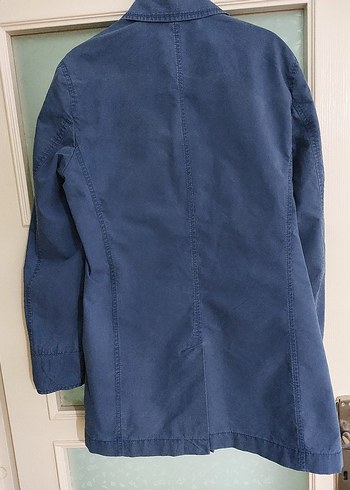 Düğmeli Mavi Denim Trençkot - Görsel 4