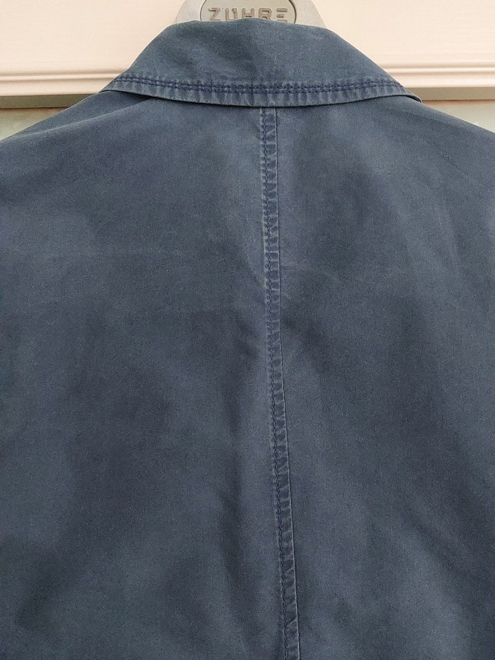 Düğmeli Mavi Denim Trençkot - Görsel 5