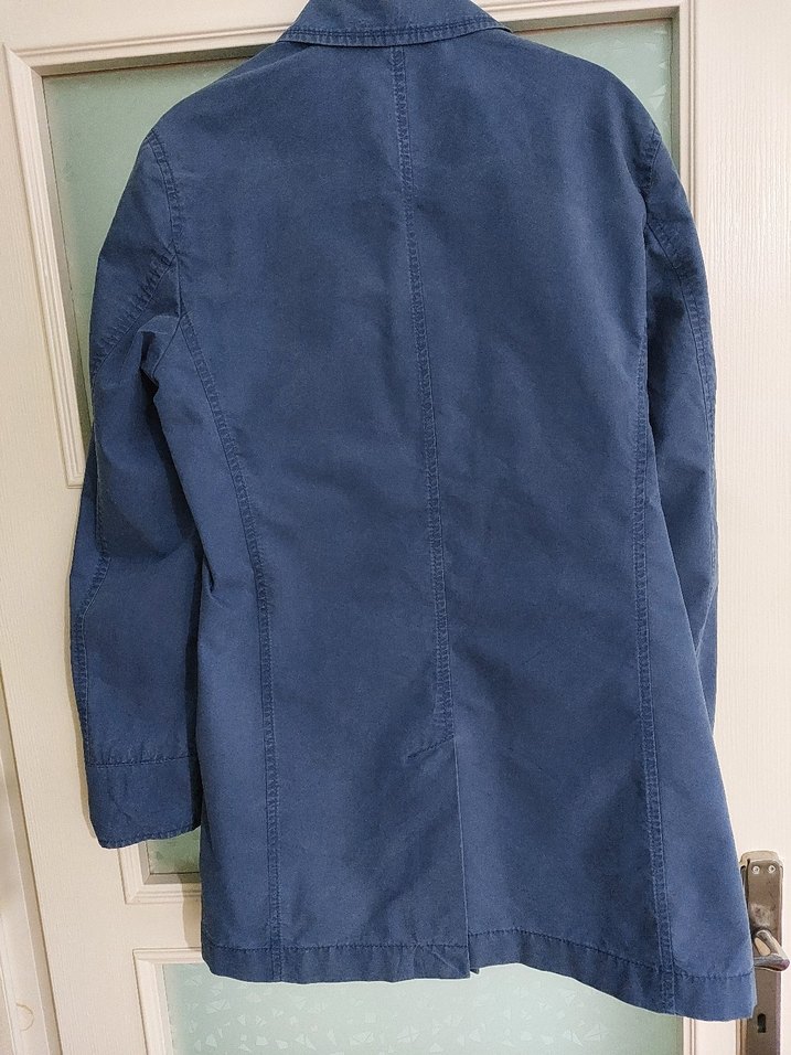 Düğmeli Mavi Denim Trençkot - Görsel 4