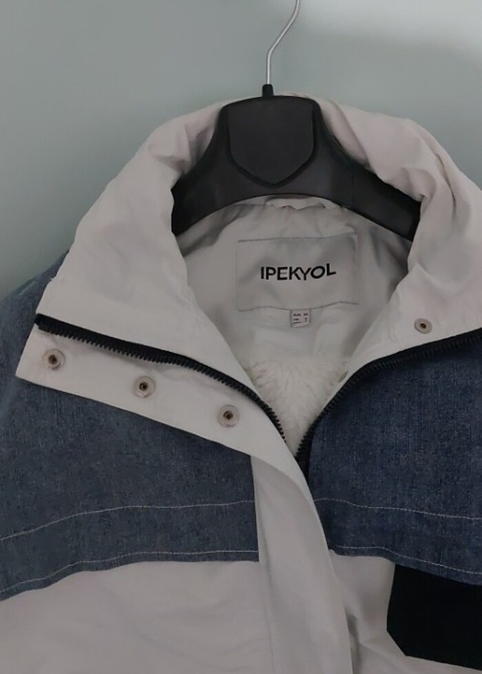 İPEKYOL BEYAZ KOT DETAYLI 34 BEDEN KABAN - Görsel 2