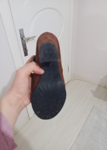 Kahverengi Süet Kadın Topuklu Bot - Görsel 4