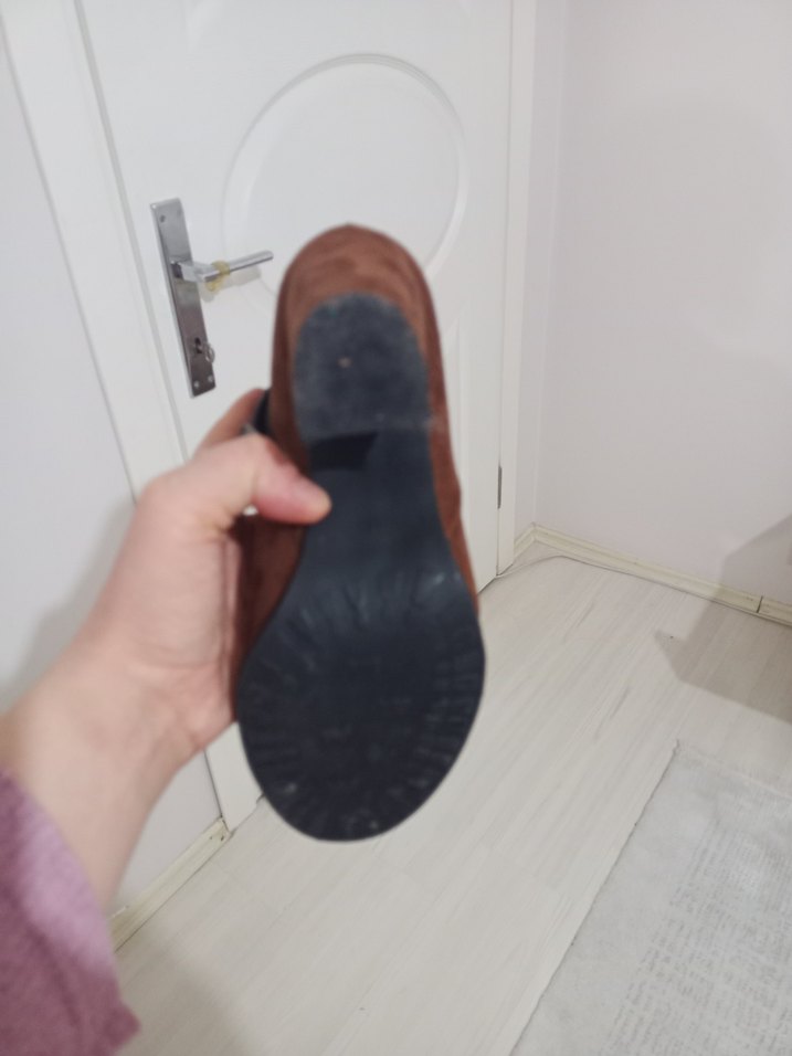 Kahverengi Süet Kadın Topuklu Bot - Görsel 4