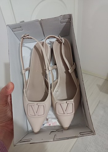 Bej Tokalı İnce Topuklu Kadın Ayakkabı - Görsel 4