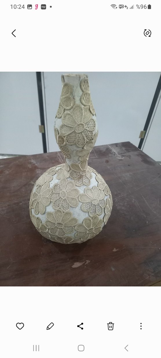 Bej Dantel Detaylı Vazo - Görsel 2