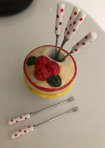 Diğer Renkli Seramik meyve çatal takımı