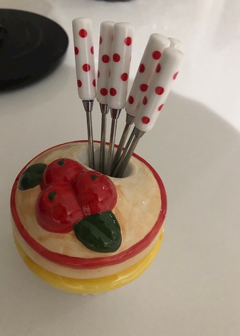 Renkli Seramik meyve çatal takımı