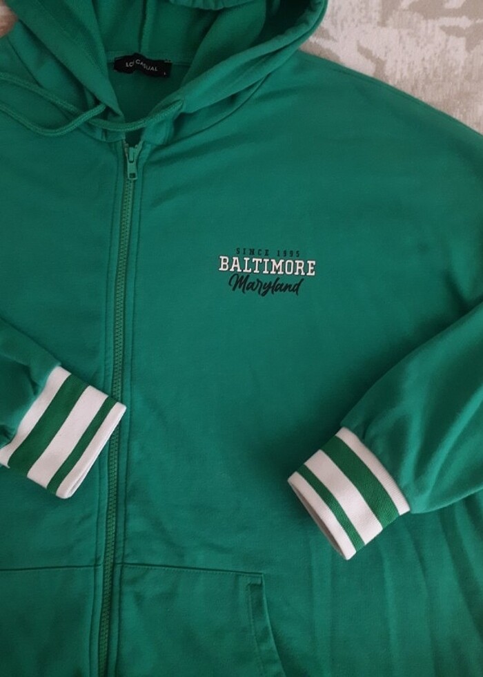 Lcw marka kapşonlu  sweat  yeşil  - Görsel 3