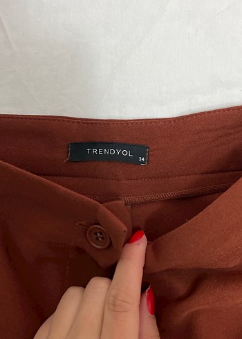 Kadın Kahverengi Kumaş Pantolon - Görsel 6