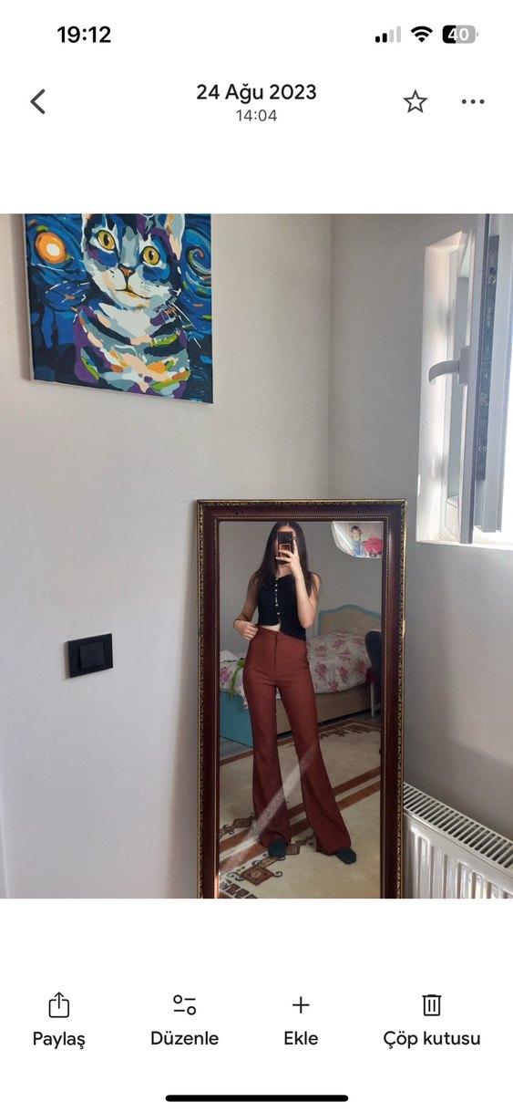 Kadın Kahverengi Kumaş Pantolon - Görsel 2