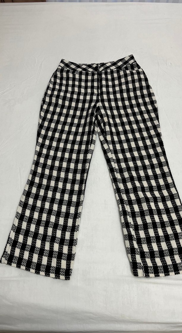 Ekose Desenli Pilili Kadın Kumaş Pantolon - Görsel 2