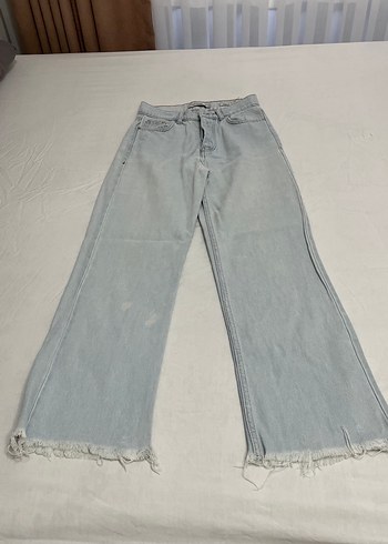 Gri Kadın Bol Kesim Denim Pantolon