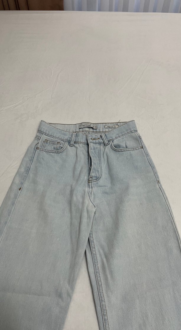 Gri Kadın Bol Kesim Denim Pantolon - Görsel 2