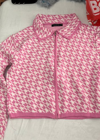 Pembe Fermuarlı Hırka