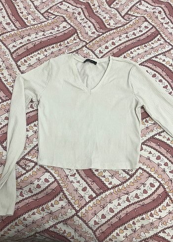 V Yaka Beyaz Kadın Bluz - Görsel 2