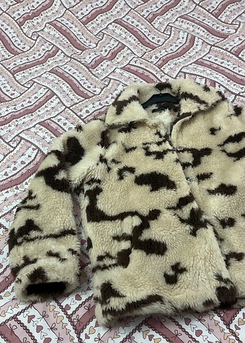 Kahverengi Desenli Kadın Suni Kürk Ceket - Görsel 3