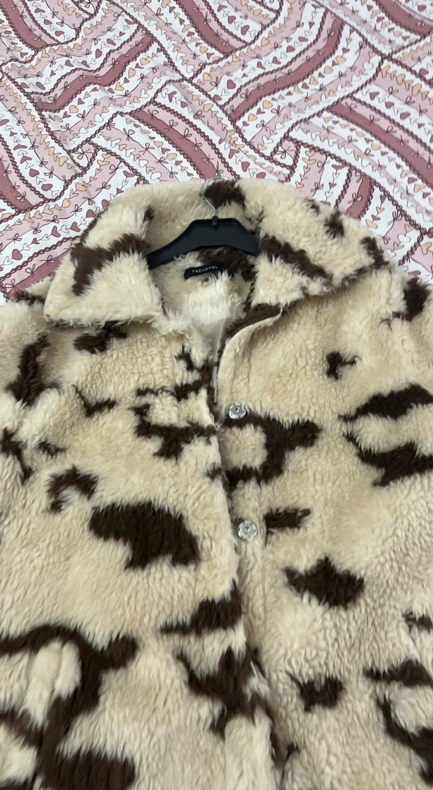 Kahverengi Desenli Kadın Suni Kürk Ceket - Görsel 4