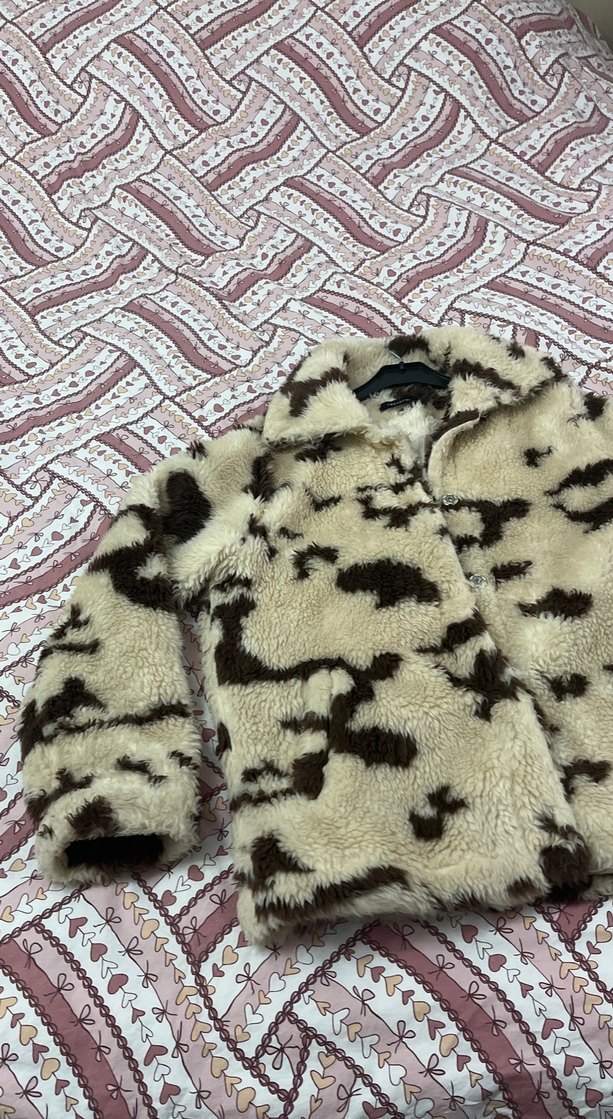 Kahverengi Desenli Kadın Suni Kürk Ceket - Görsel 3