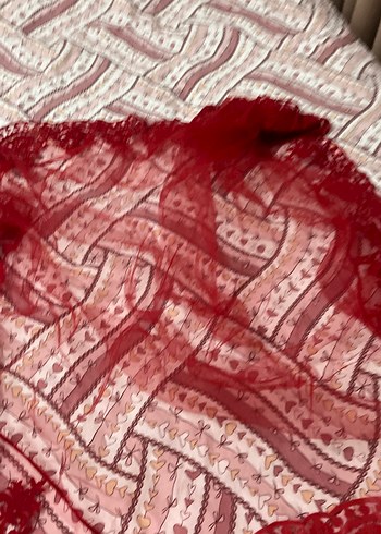 Bordo Dantel Detaylı kına örtüsü - Görsel 3