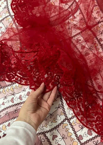 Bordo Dantel Detaylı kına örtüsü - Görsel 4