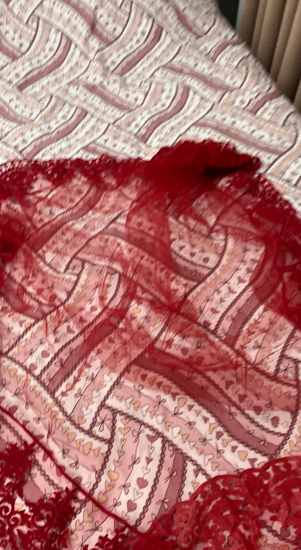 Bordo Dantel Detaylı kına örtüsü - Görsel 3