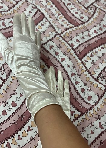 Dantel Detaylı Beyaz Saten Kadın Eldiven - Görsel 5