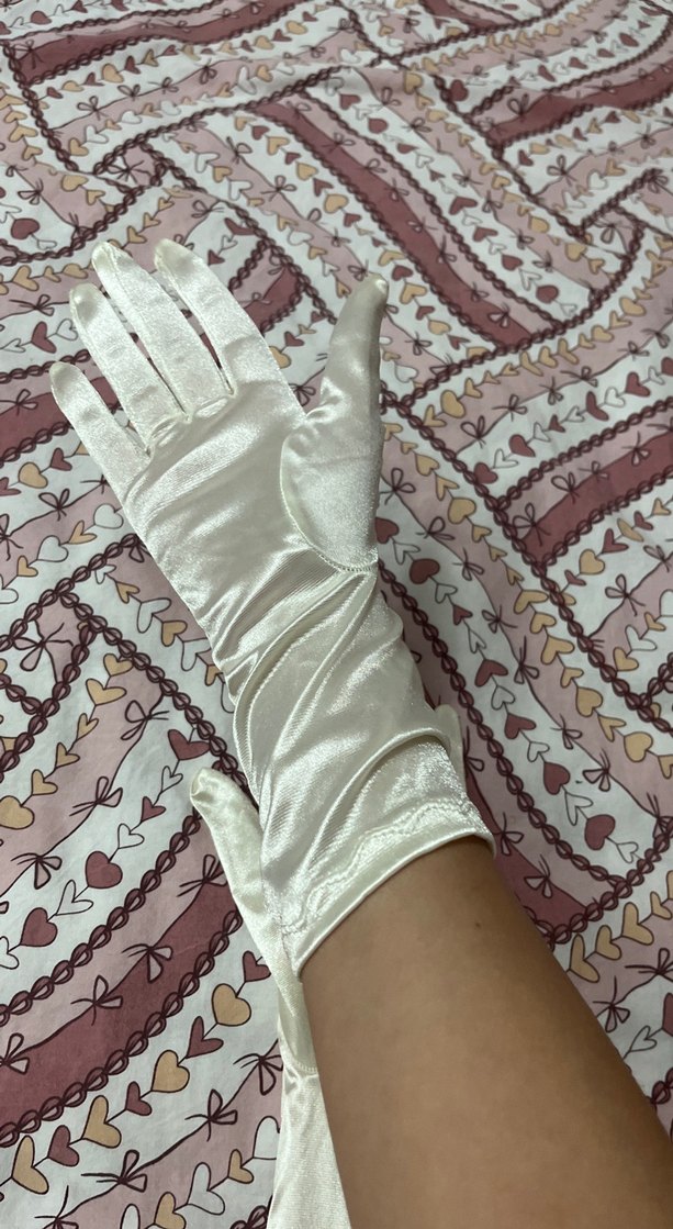 Dantel Detaylı Beyaz Saten Kadın Eldiven - Görsel 4