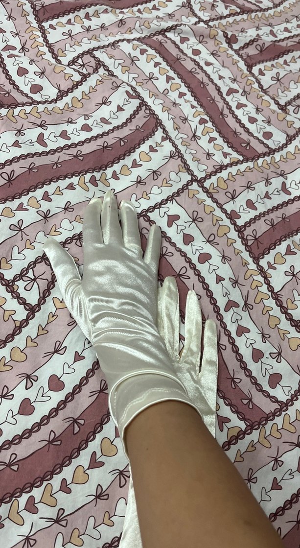 Dantel Detaylı Beyaz Saten Kadın Eldiven - Görsel 3