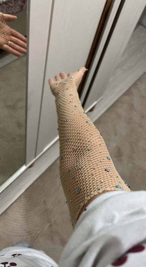 Pul İşlemeli Bej Vintage Kadın Eldiveni - Görsel 4