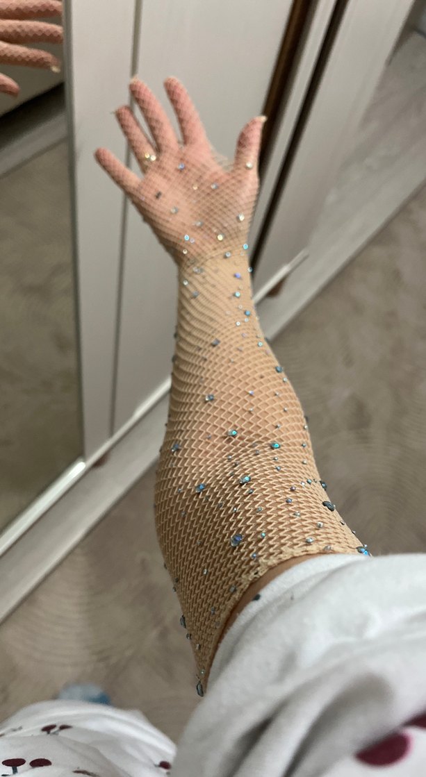 Pul İşlemeli Bej Vintage Kadın Eldiveni - Görsel 5