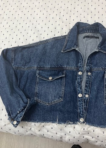 Kadın kot Denim Ceket, Kemerli, Uzun Kollu - Görsel 4