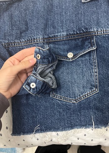 Kadın kot Denim Ceket, Kemerli, Uzun Kollu - Görsel 5