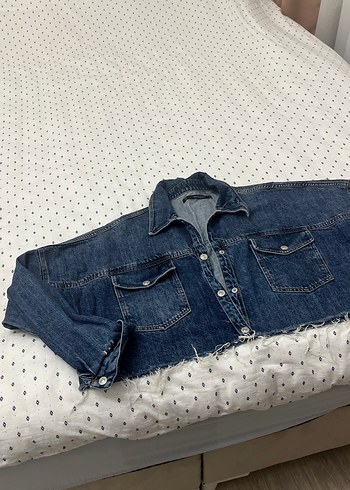 Kadın kot Denim Ceket, Kemerli, Uzun Kollu - Görsel 3