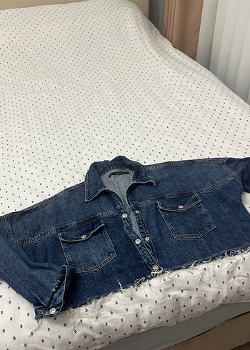 Kadın kot Denim Ceket, Kemerli, Uzun Kollu - Görsel 2