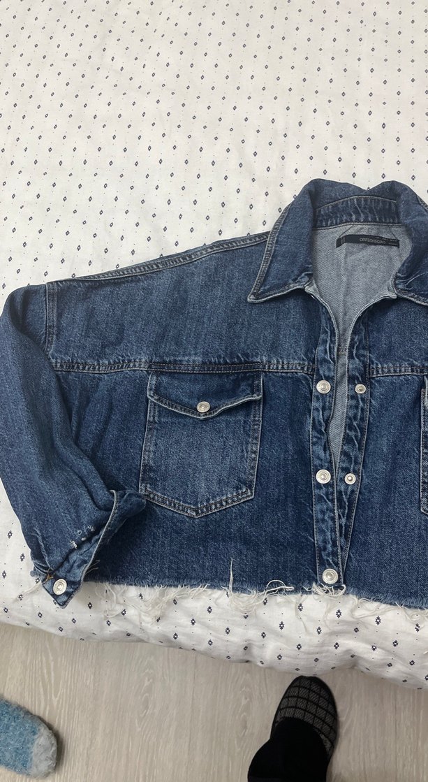 Kadın kot Denim Ceket, Kemerli, Uzun Kollu - Görsel 4