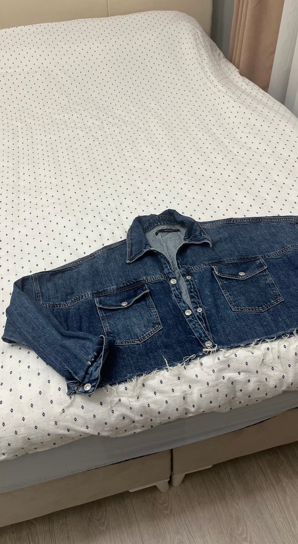 Kadın kot Denim Ceket, Kemerli, Uzun Kollu - Görsel 3