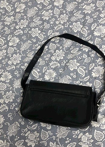 Siyah Deri Tokalı Kadın Omuz Çantası - Görsel 2