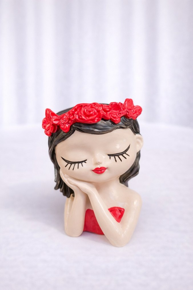 Pembe Çiçekli Kız Figürü - Görsel 5