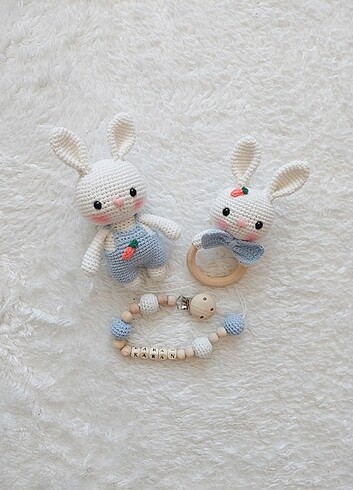 Amigurumi oyuncak tavşan set