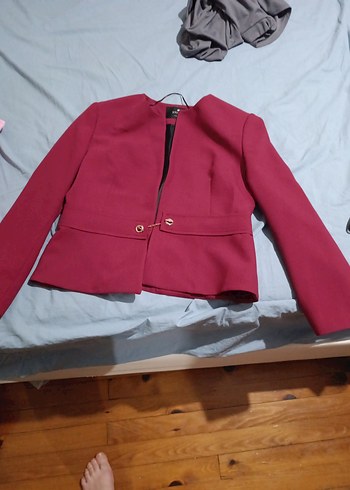 Bordo Düğmeli Kadın Blazer Ceket