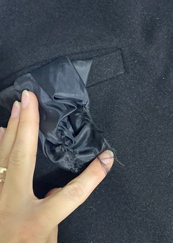 s Beden Düğmeli Siyah Kadın Uzun Kaban