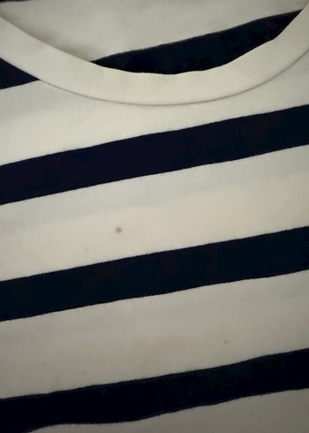 Zara Zara lacivert Beyaz Çizgili Pamuk Tişört