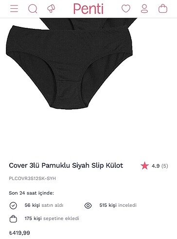 Yüksek bel 3 lü paket külot