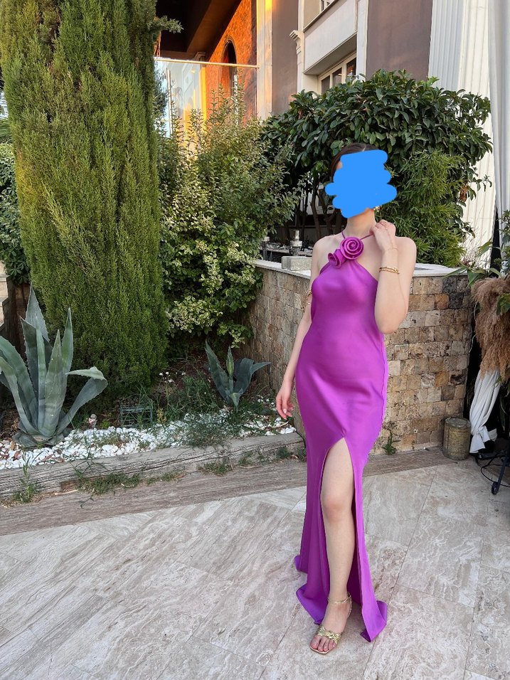 Uzun Mor Abiye Elbise - Görsel 2