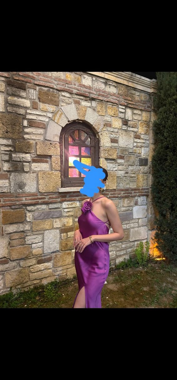 Uzun Mor Abiye Elbise - Görsel 4