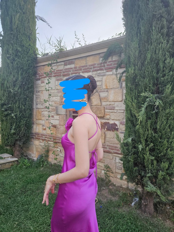 Uzun Mor Abiye Elbise - Görsel 3