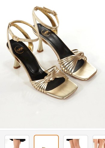 Altın Renkli Yılan Topuklu Kadın Ayakkabı - Görsel 2