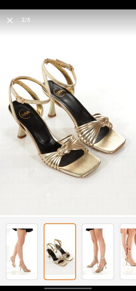 Altın Renkli Yılan Topuklu Kadın Ayakkabı - Görsel 2