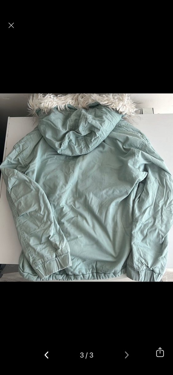 Peluş Detaylı Gri Midi Kadın Kışlık Mont - Görsel 3