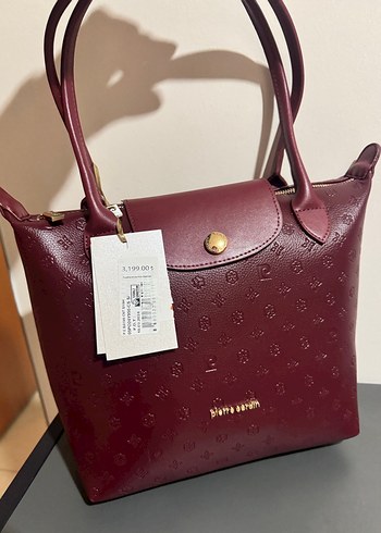 Pierre Cardin Bordo Deri Kadın Çanta Fermuarlı - Görsel 4