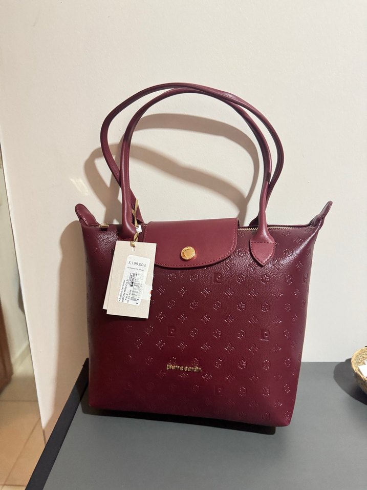 Pierre Cardin Bordo Deri Kadın Çanta Fermuarlı - Görsel 5